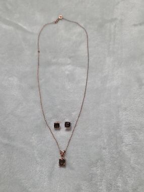 Le Vian Chocolate Square Pendant Necklace and Stud Earrings Set